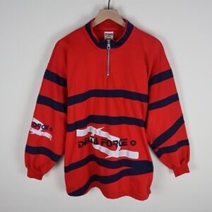 Vintage Delta Force 1/4 Zip Sweatshirt 90s Streetwear Red Navy Large 22.5x28.5